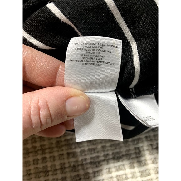 Anne Klein Womens XL Black & White Striped Shot Sleeve Ruffle Bottom Blouse - Picture 9 of 10